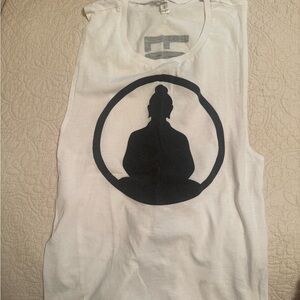 Abella White Tank Top with Black Graphic Detail